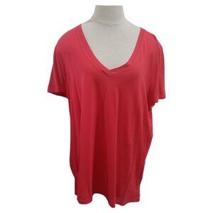 CT1821 Hanro Deep Salmon V-neck Short Sleeve Tee L